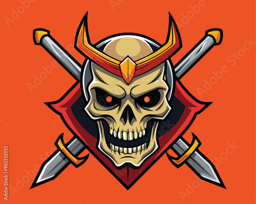 Skull head with sword vector illustration