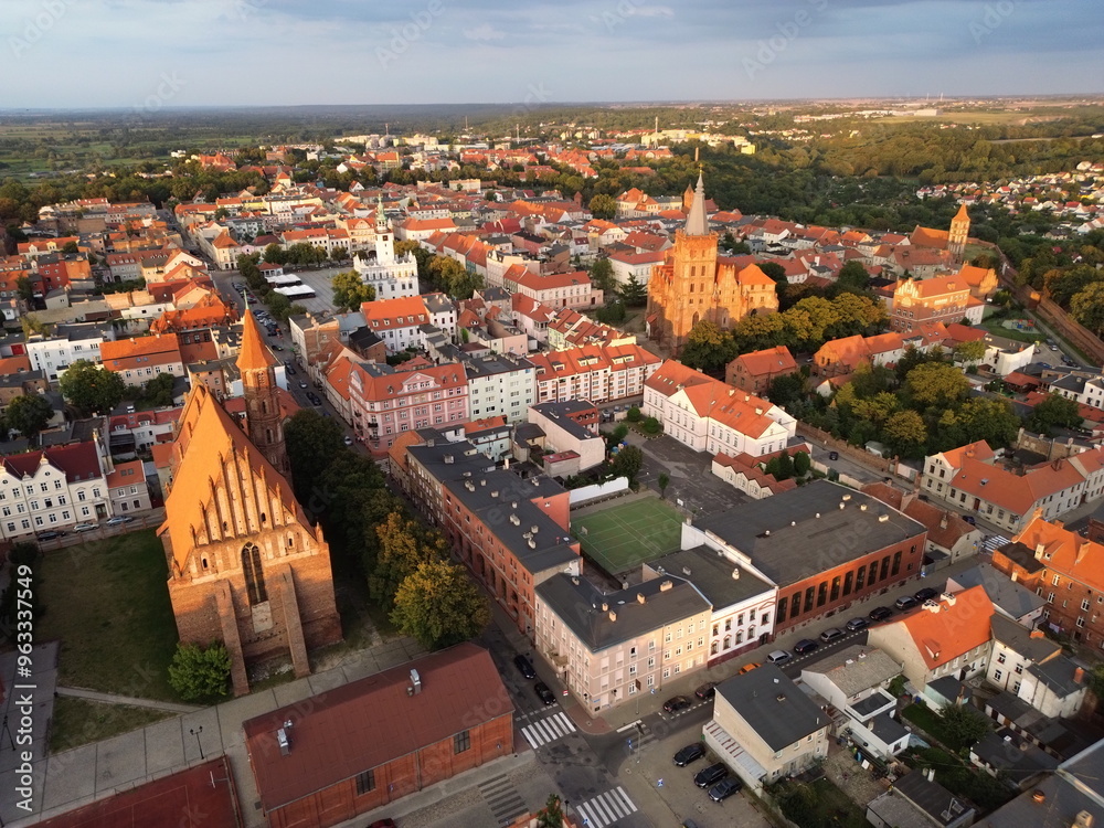 Obraz premium Aerial view of Chelmno. Panorama of the city of lovers.