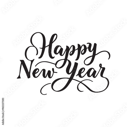 Happy New Year , Calligraphy lettering card , calligraphy isolated on white background . PNG Image