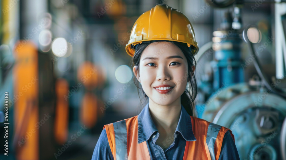 East Asian Pretty woman smiling engineer background wallpaper design, modern creative and colorful png file East Asian Pretty woman smiling engineer background wallpaper design, modern creative and colorful png file