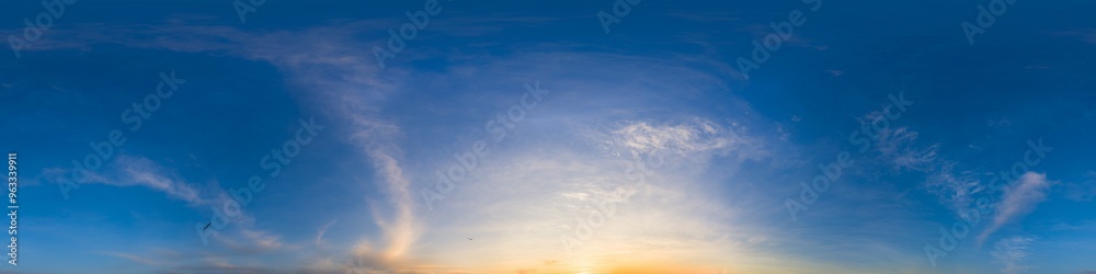 Sky 360 panorama - Bright blue sky filled with fluffy white Cirrus clouds. Seamless hdr spherical 360 panorama. Sky dome sky replacement for aerial drone 360 panoramas. Weather and climate change Sky 360 panorama - Bright blue sky filled with fluffy white Cirrus clouds. Seamless hdr spherical 360 panorama. Sky dome sky replacement for aerial drone 360 panoramas. Weather and climate change