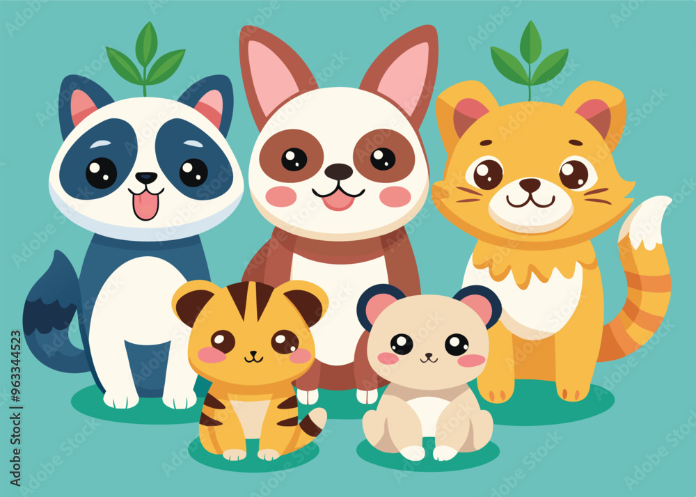 Obraz premium Cute Cartoon Animal Characters