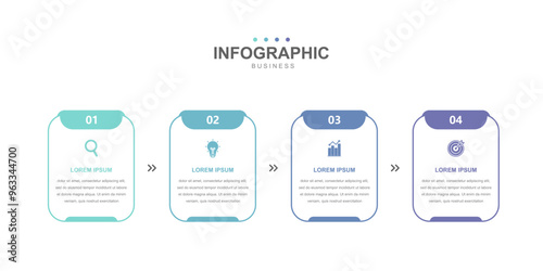 Infographic square design template. concept with 4 options of business simple, workflow layout, icons, diagram, report, web design. Creative, vector, illustration.