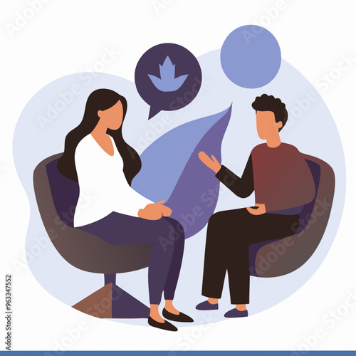 Psychotherapist counseling a client in a cozy chair during a therapy session
