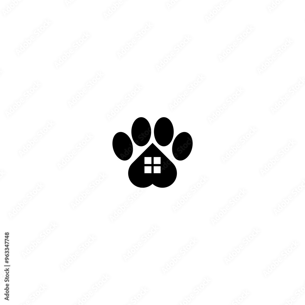 Paw print house icon isolated on white background Paw print house icon isolated on white background