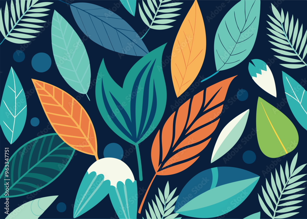Fototapeta premium Adobe Illustrator Artwork Modern Abstract Leaf Patterns