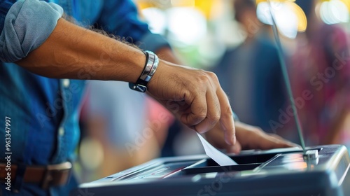 Engaging Moment of Voting: A Voter Casting Their Ballot