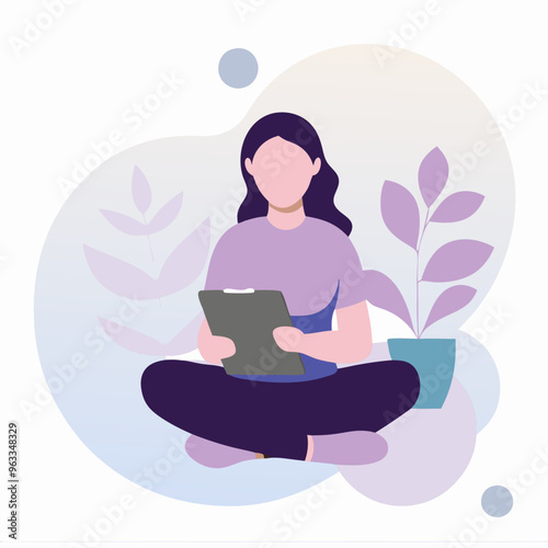 Therapist writing notes while sitting cross-legged in a calm environment
, yoga in the lotus position