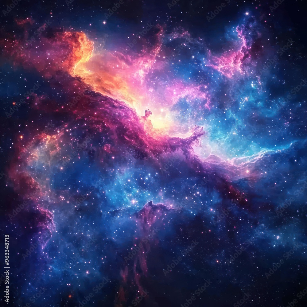 Fototapeta premium Cosmic Nebula with Stars and Gas Clouds in Space