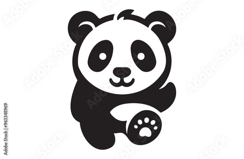 Panda full body of a silhouette vector illustration