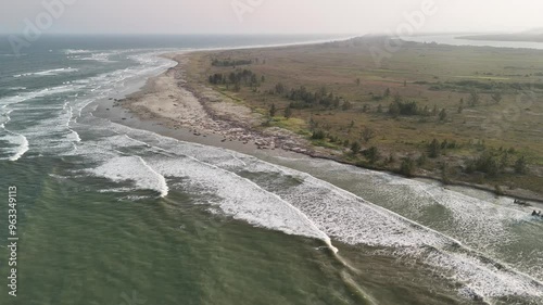  Aerial view of Ponta da Praia Beach, Ilha Comprida (Long Island) - souht coast of São Paulo - São Paulo, Brazil photo