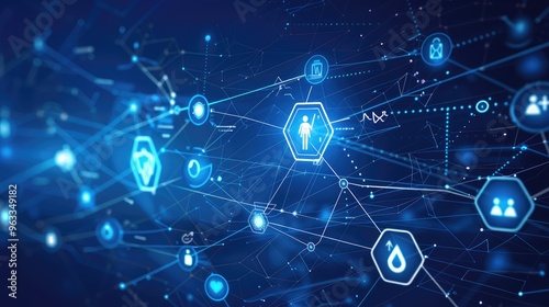 Digital Network with Futuristic Technology Icons