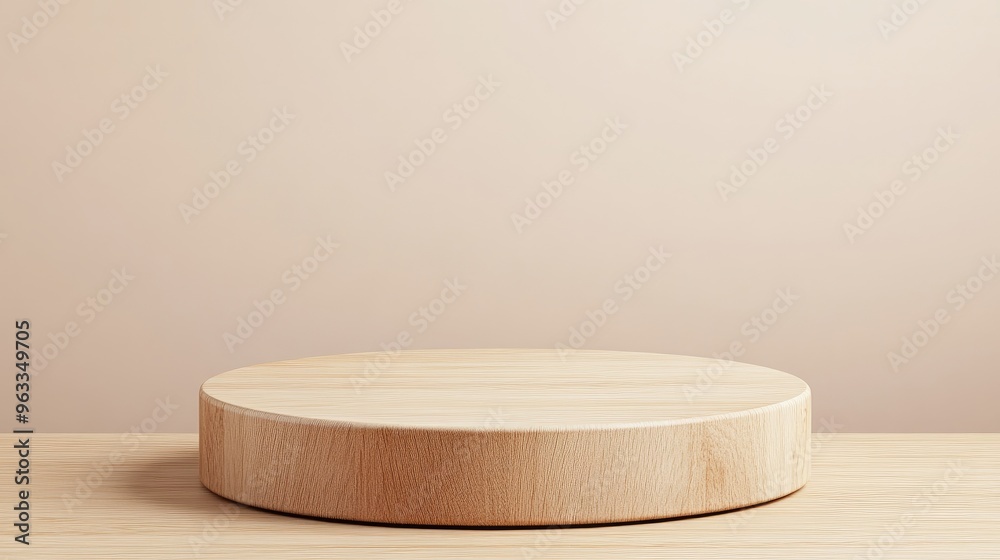 Wooden product display podium with empty space for mockups, set against a simple background. Wooden product display podium with empty space for mockups, set against a simple background.