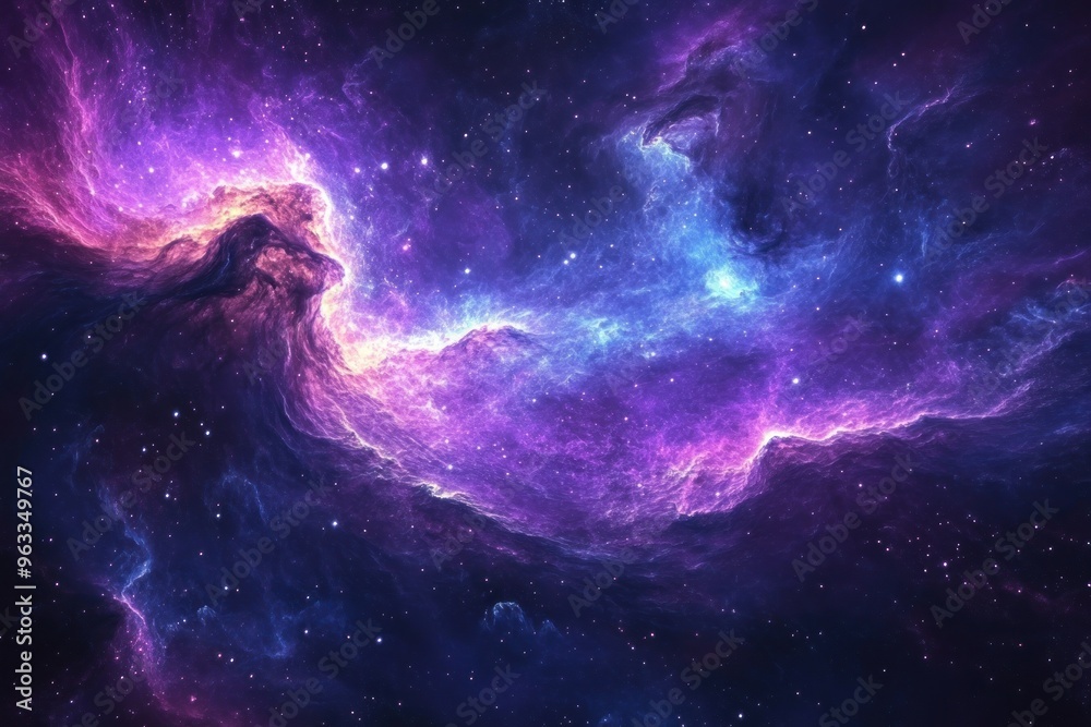 A Swirling Nebula of Purple, Blue, and White in the Vast Darkness of Space