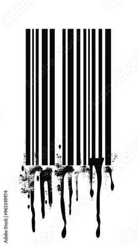 Monochrome Promo Code Label with Barcode on White Background for Marketing and Promotion