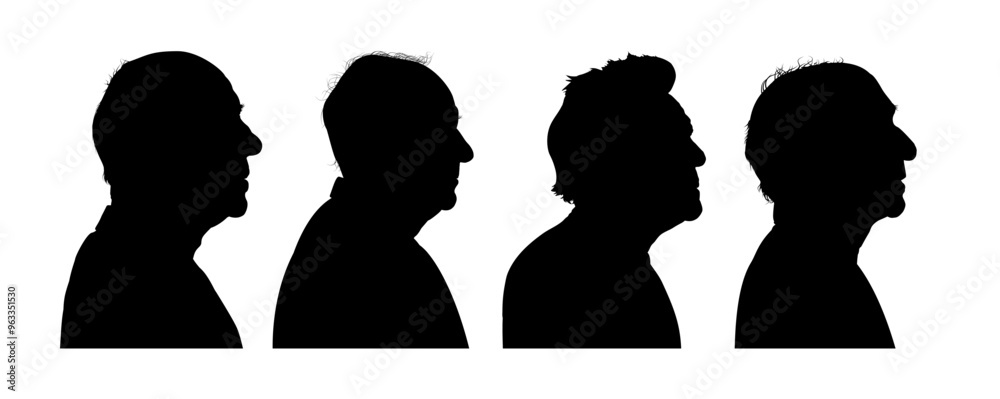 set of silhouette of old man side view - vector illustration set of silhouette of old man side view - vector illustration