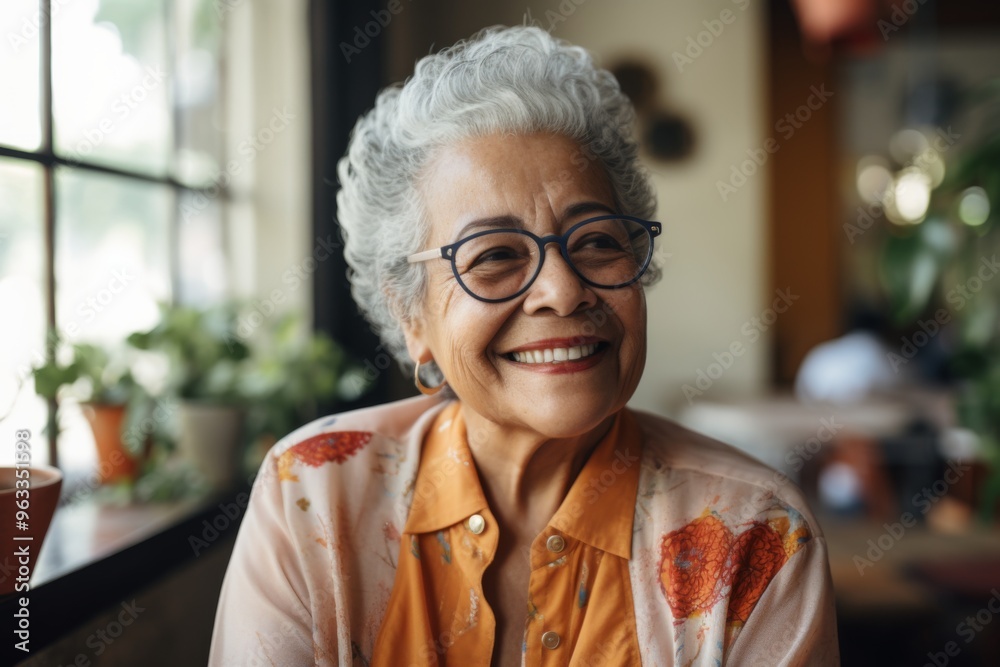 Smiling portrait of a happy senior Mexican woman in nursing home Smiling portrait of a happy senior Mexican woman in nursing home
