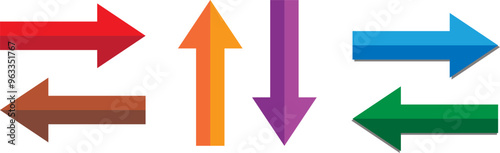 Green and red arrow pointing. Directional arrow icons.