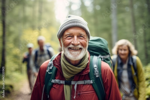 Portrait of active seniors on country walk