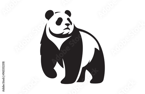 Panda full body of a silhouette vector illustration