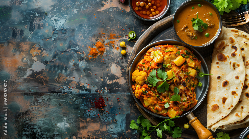 Aloo copy space Gobi Paratha Aloo copy space Gobi Paratha