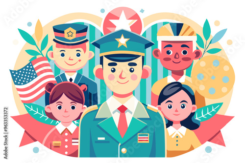 Veterans day, patriotism, humanism, children, and Peace AI Generation