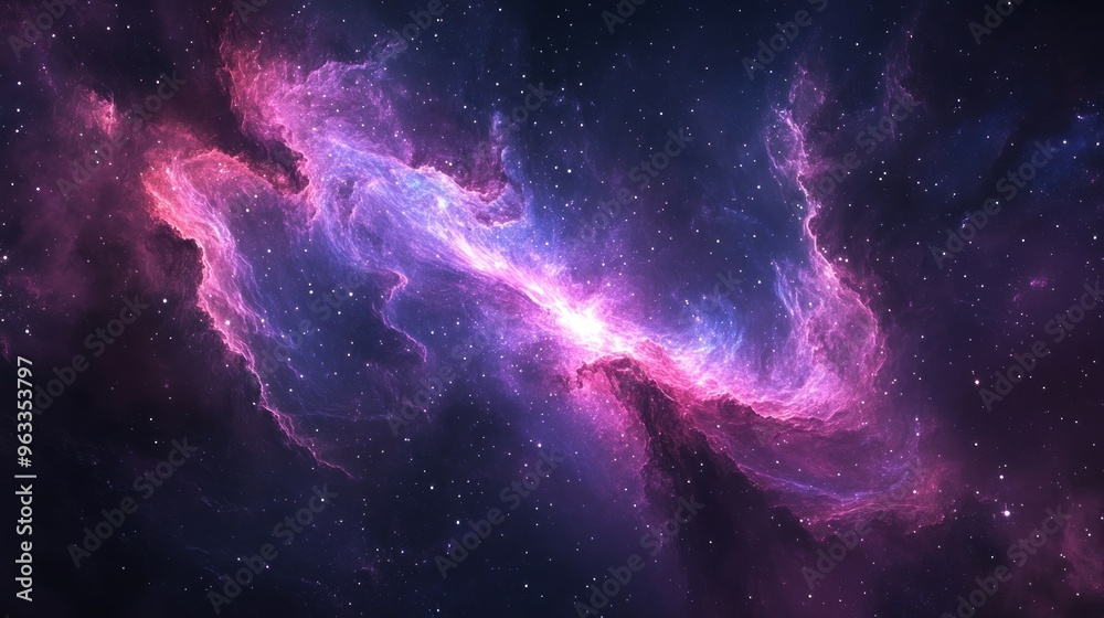 Fototapeta premium Cosmic Nebula with Swirling Gas and Stars