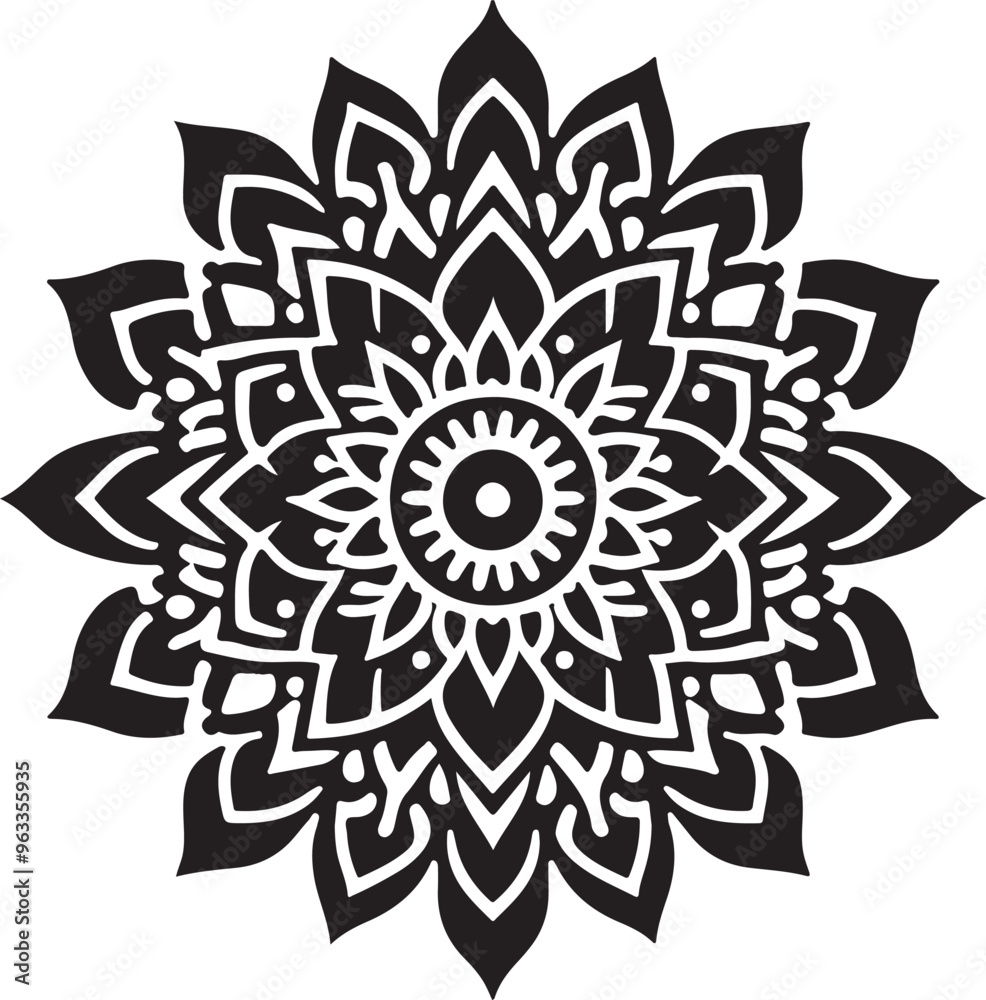 Mandala Silhouette Vector Design, mandala pattern design, line illustration. Mandala Silhouette Vector Design, mandala pattern design, line illustration.