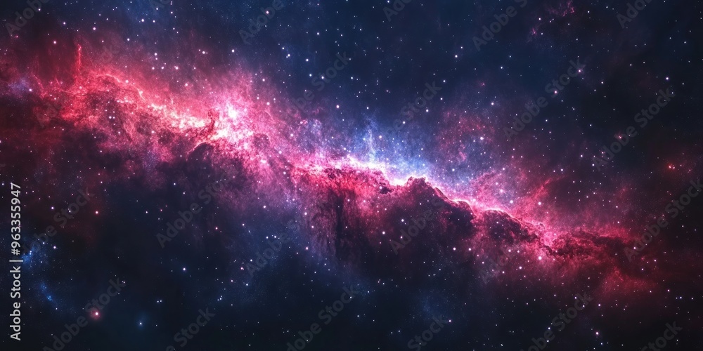 Naklejka premium A Cosmic Nebula with Stars and Gas Clouds