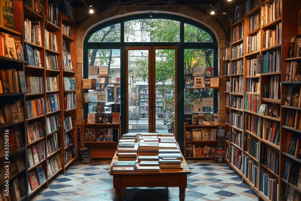 Fototapeta premium Warm Wooden Library Setting