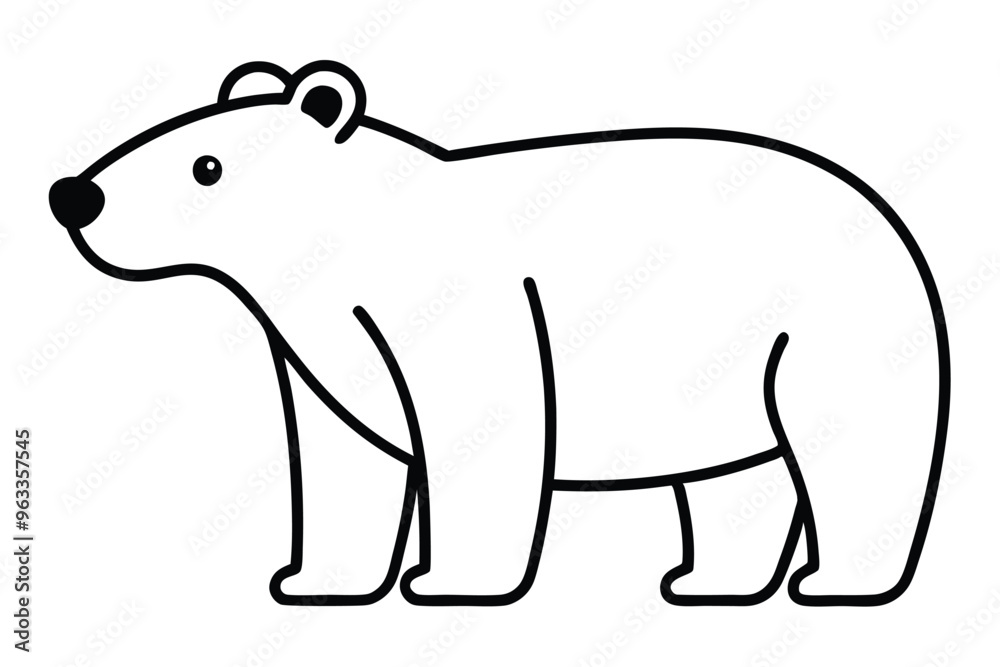 Obraz premium christmas-polar-bear vector line art, clipart illustration with isolated on white background