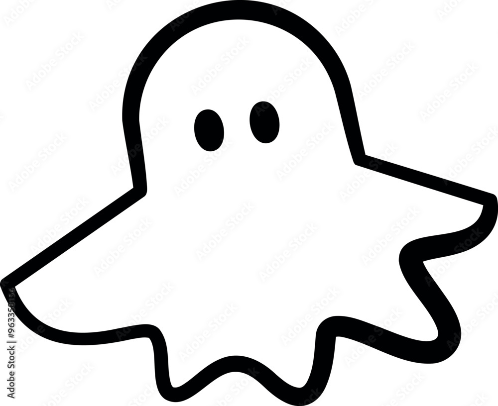 Spooky ghost vector illustration. Halloween scary and friendly character