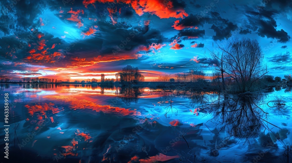 Obraz premium Stunning Natural Scenery: High-Definition Posters and Wallpapers Showcasing Beautiful Water Reflections and Charming Landscapes