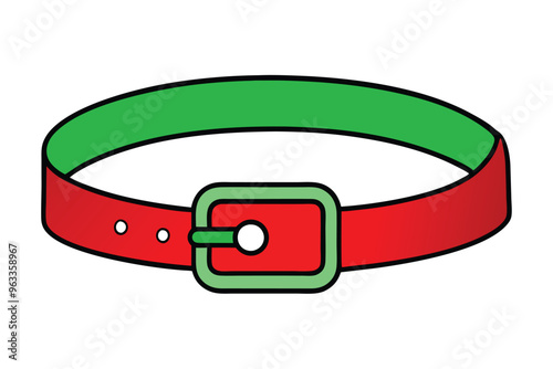 Christmas santa belt vector line art, clipart illustration with isolated on white background