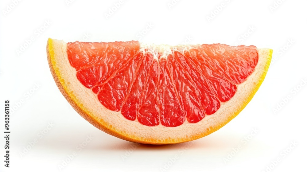 A Sliced Grapefruit Segment Isolated on a White Background A Sliced Grapefruit Segment Isolated on a White Background