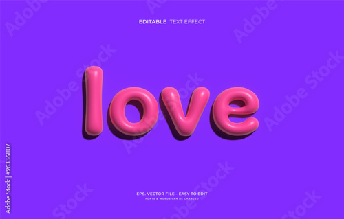 Love text style, 3D inflated editable text effect