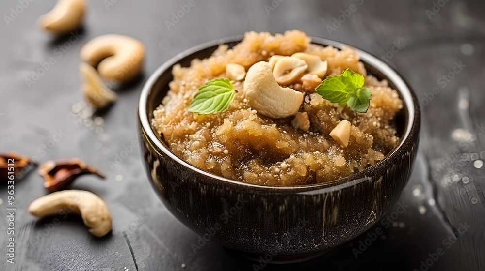 Fig sheera, halva, or Anjeer ka halwa copy space Fig sheera, halva, or Anjeer ka halwa copy space