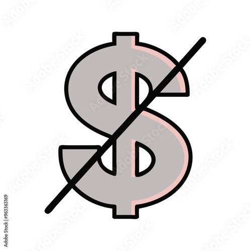 Tax-Free Shopping Icon: A dollar sign with a slash, representing tax-free shopping options., dollar symbol