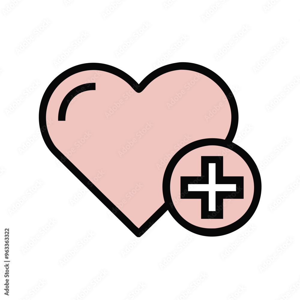 Add to Wishlist icon: heart with plus sign in pastel colors on white background for shopping and desire
Add to Wishlist icon: heart with plus sign in pastel colors on white background for shopping and desire