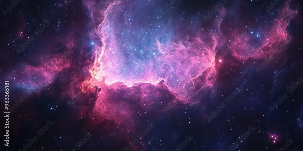 Fototapeta premium Cosmic Nebula with Stars and Glowing Gas Clouds