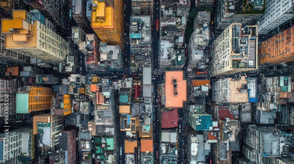 Aerial View of Densely Packed Urban Buildings and Streets Aerial View of Densely Packed Urban Buildings and Streets