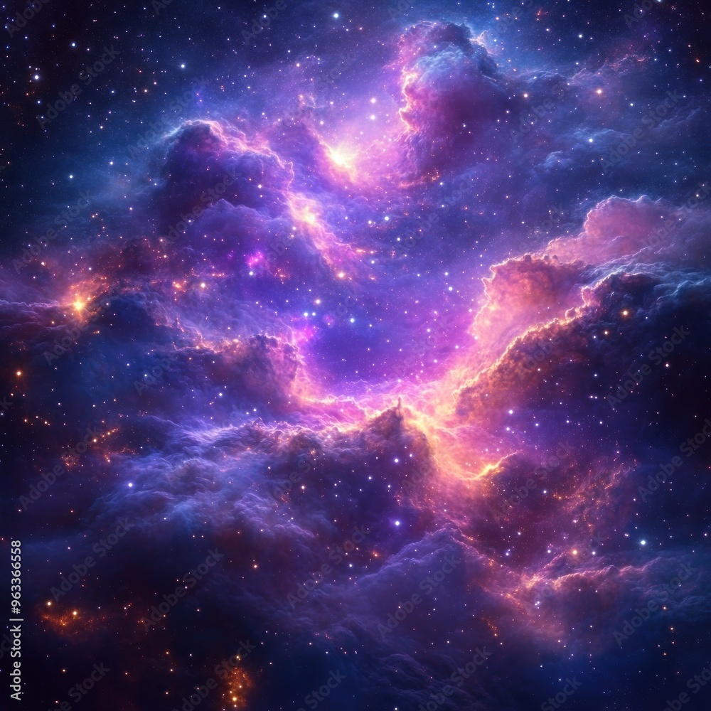 A Cosmic Nebula with Glowing Gas and Stars A Cosmic Nebula with Glowing Gas and Stars