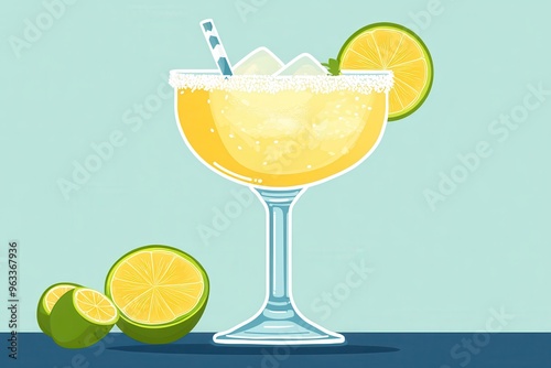 A refreshing margarita cocktail with a salted rim and lime garnish. Perfect for summer drinks and happy hour.