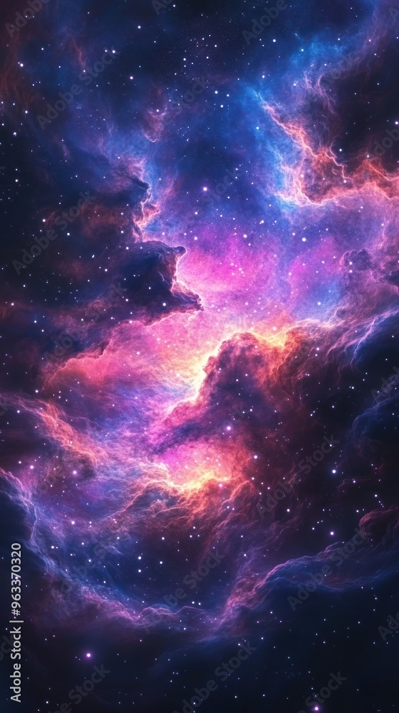 Fototapeta premium Cosmic Nebula with Vibrant Colors and Glowing Stars