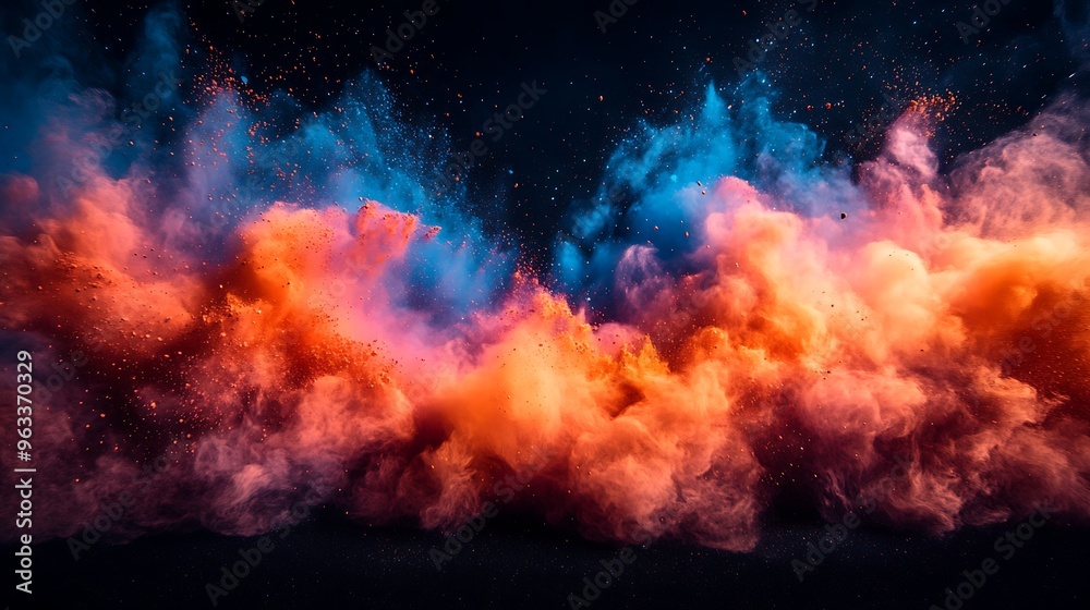 Abstract background with colorful smoke and dust particles on black background. Abstract background with colorful smoke and dust particles on black background.