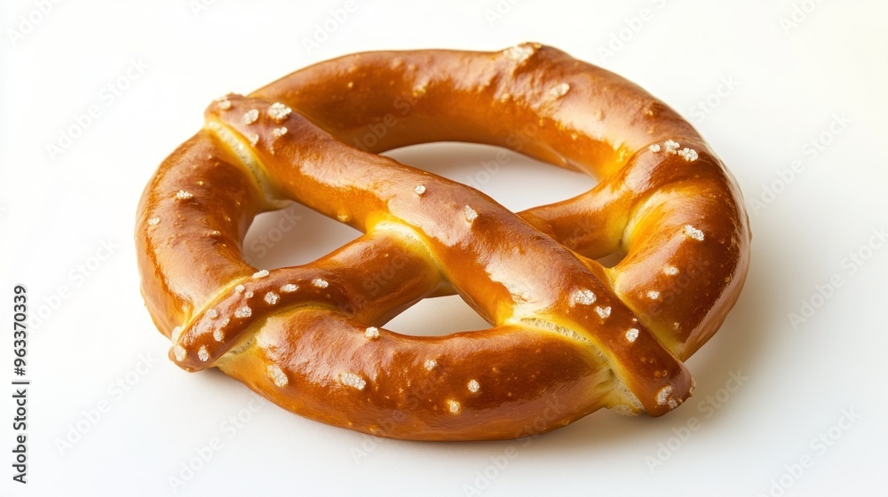 A Single Salted Pretzel Isolated on a White Background A Single Salted Pretzel Isolated on a White Background