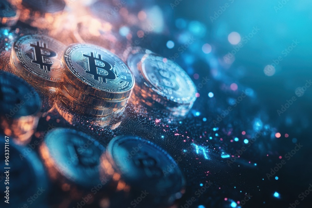 Bitcoin Cryptocurrency Digital Money Coins. Bitcoin Cryptocurrency Digital Money Coins.