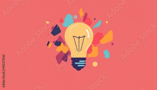 A light bulb glows brightly against a colorful abstract background, symbolizing creativity and inspiration.