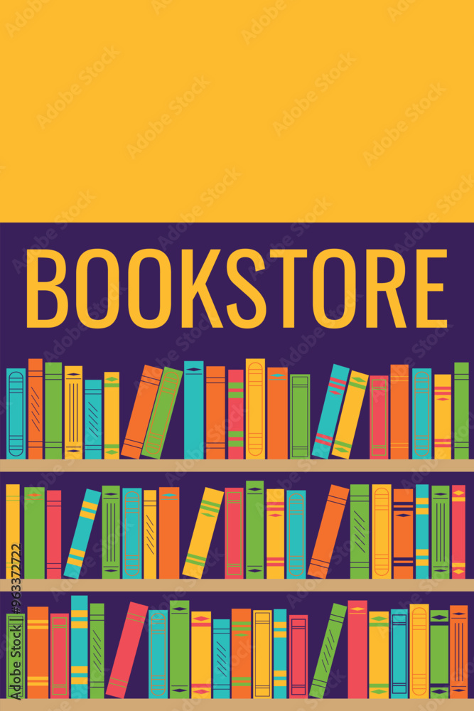 Obraz premium Bookshelf with books. Vector illustration for announcements, advertising, bookstore offers.