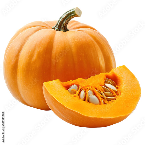 fresh orange pumpkin isolated on transparent background Generative Ai. photo